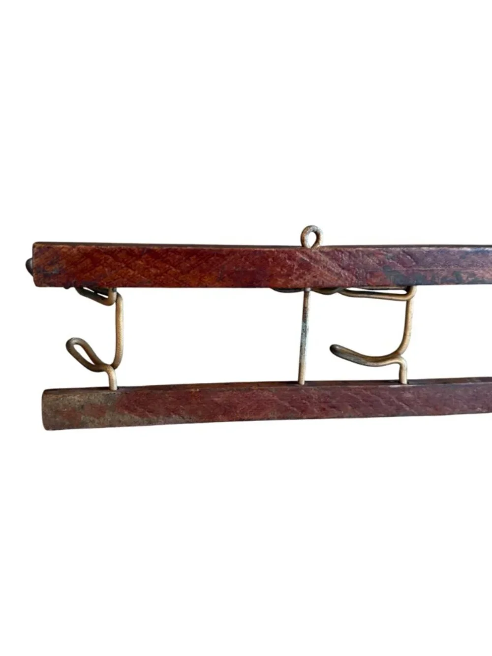Antique French Farmhouse Wall Mounted Entryway Rail Rack Rustic Industrial